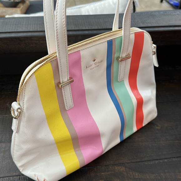 Kate Spade Cedar Street multi striped maise satchel. - Picture 6 of 10